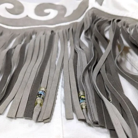 Leather & Denim Fringe Jacket - Picture 12 of 12